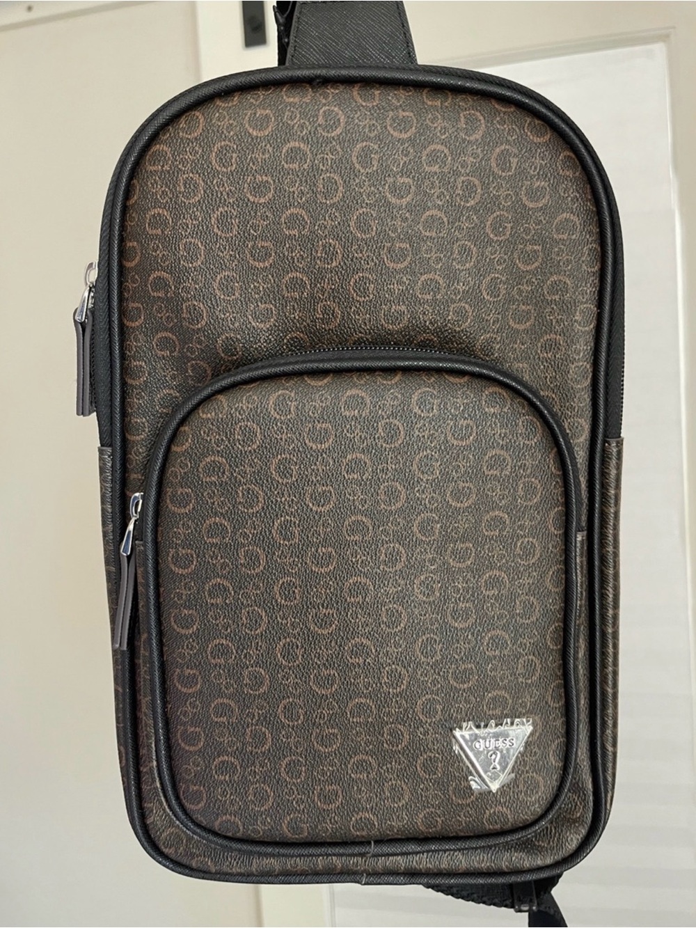 GUESS Brown Monogram Sling Belt Bag